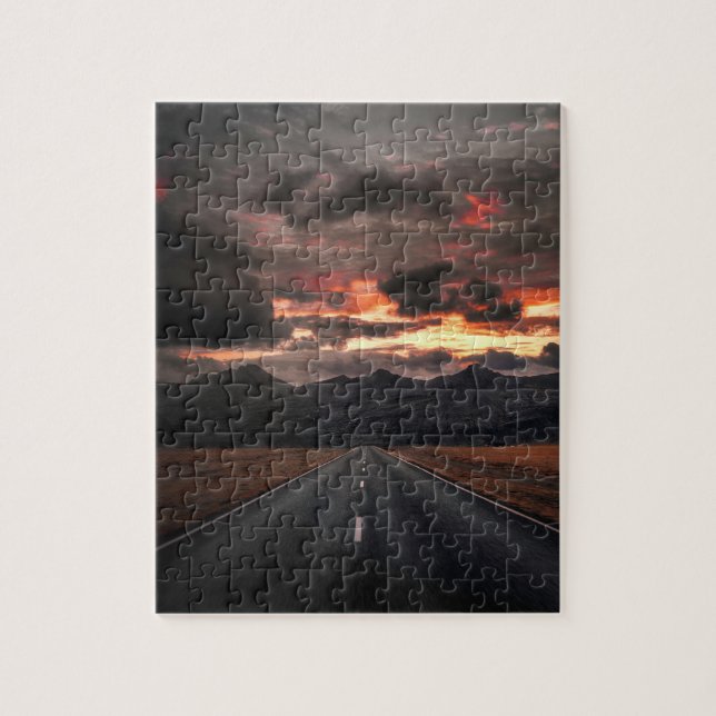 Road into Mountain Sunset Jigsaw Puzzle (Vertical)