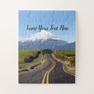 Road into the distance, Mt Taranaki, Straight Road Jigsaw Puzzle