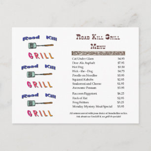 Road Kill Grill Postcard