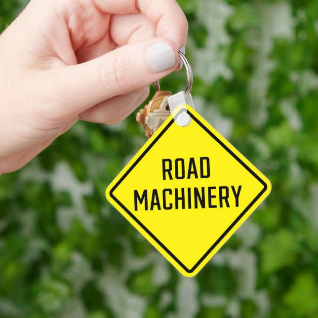 Road Machinery Metal Square Keychain (Hand)