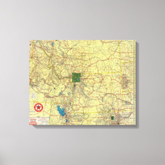 Road map Idaho, Mont, Wyo map Canvas Print (Front)