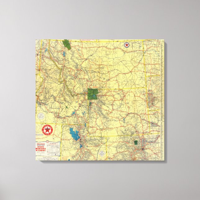 Road map Idaho, Mont, Wyo map Canvas Print (Front)
