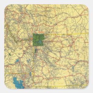 Road map Idaho, Mont, Wyo map Square Sticker