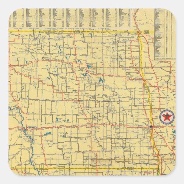Road map N & S Dakota Square Sticker (Front)