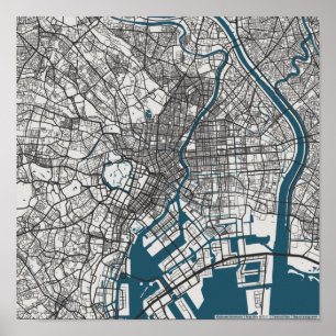 Road map of Tokyo Poster