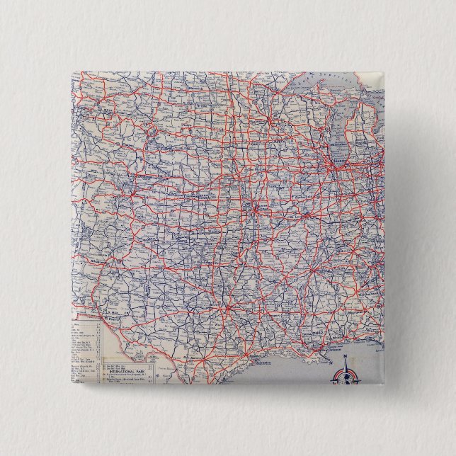 Road map United States 15 Cm Square Badge (Front)
