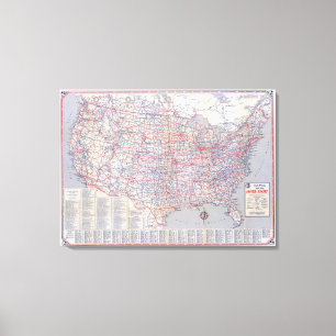 Road map United States Canvas Print