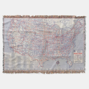 Road map United States Throw Blanket