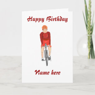 Road Racing Cyclist, man, add name front Card