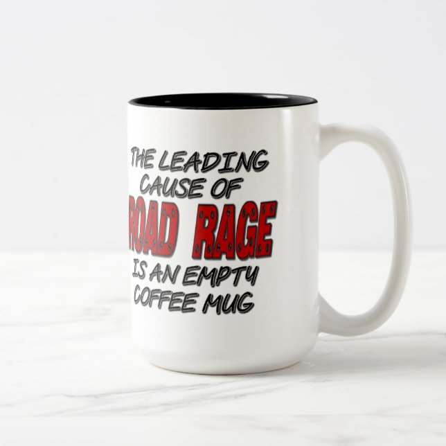 Road Rage Coffee Humour Two-Tone Coffee Mug (Right)