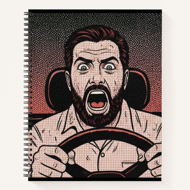 Road Rage Comic – Driver’s Fury Unleashed Notebook (Front)