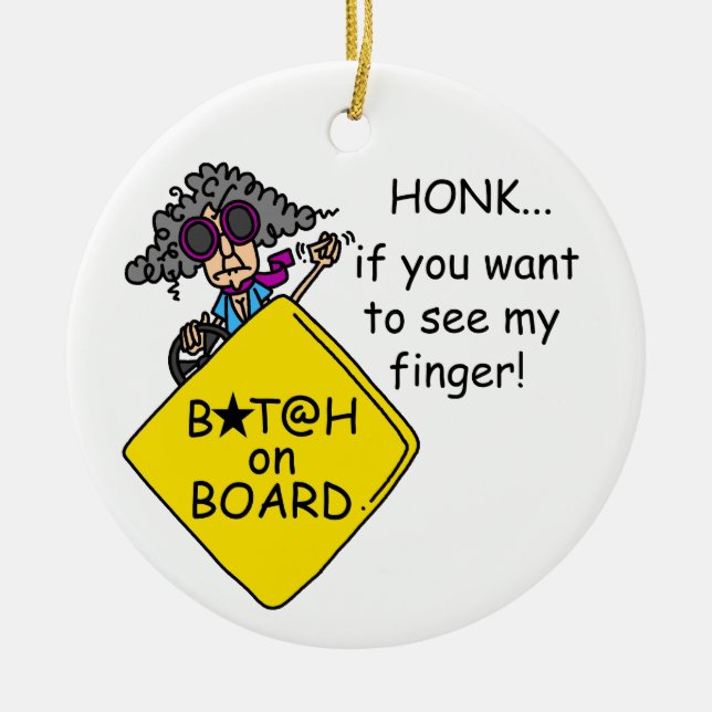 Road Rage Humour Ceramic Tree Decoration (Front)