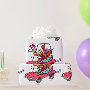 Road Rage Woman Driving Car Funny Angry Driver Wrapping Paper