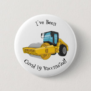 Road roller cartoon illustration 6 cm round badge