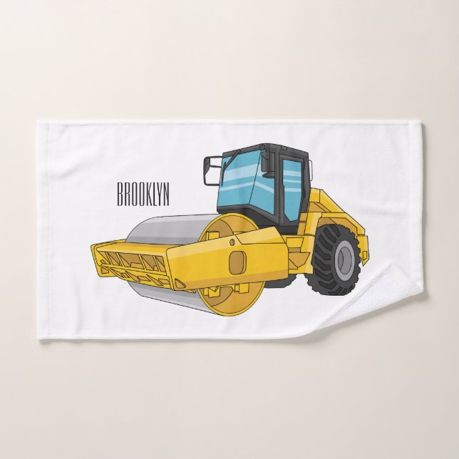 Road roller cartoon illustration  bath towel set (Hand Towel)