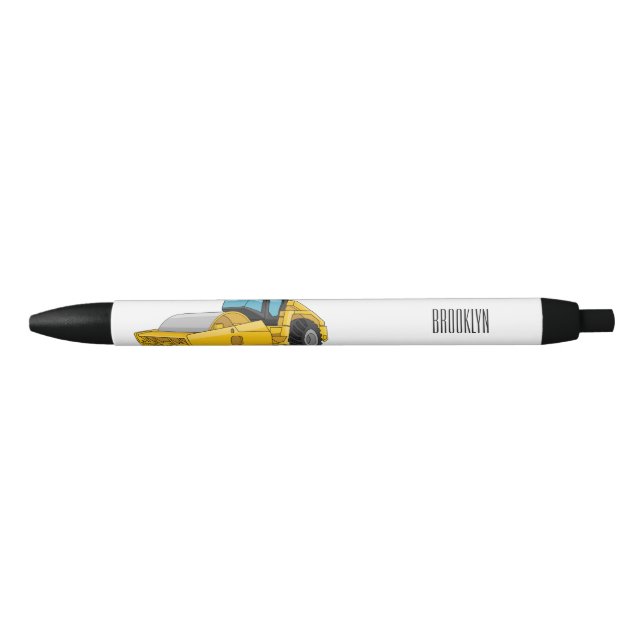 Road roller cartoon illustration black ink pen (Front)
