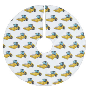Road roller cartoon illustration brushed polyester tree skirt