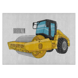 Road roller cartoon illustration cutting board