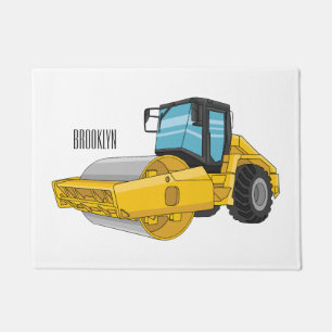 Road roller cartoon illustration doormat