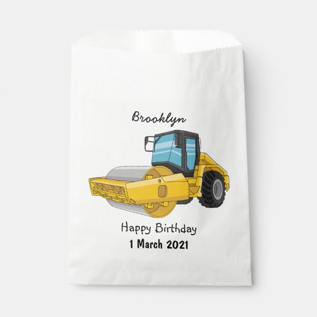 Road roller cartoon illustration favour bags (Front)