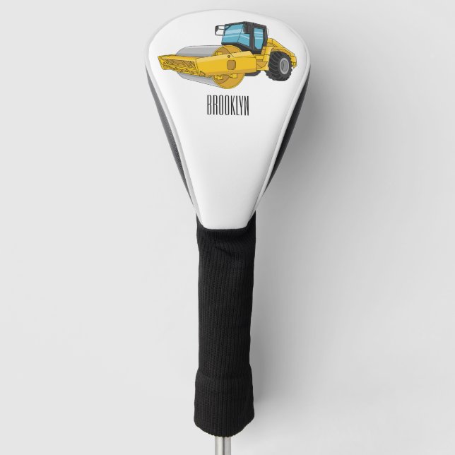 Road roller cartoon illustration golf head cover (Front)