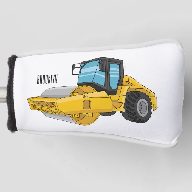 Road roller cartoon illustration golf head cover (Front)