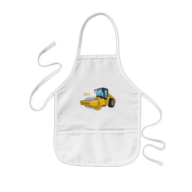Road roller cartoon illustration kids apron (Front)