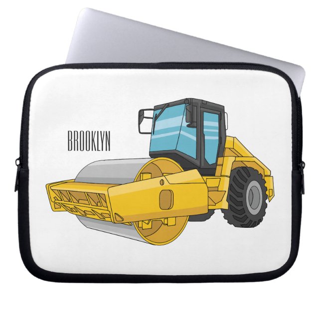 Road roller cartoon illustration laptop sleeve (Front)