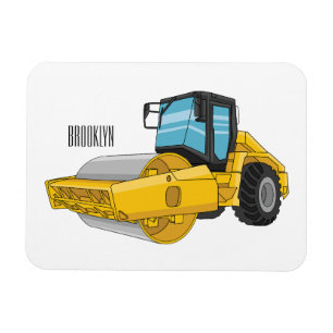 Road roller cartoon illustration magnet