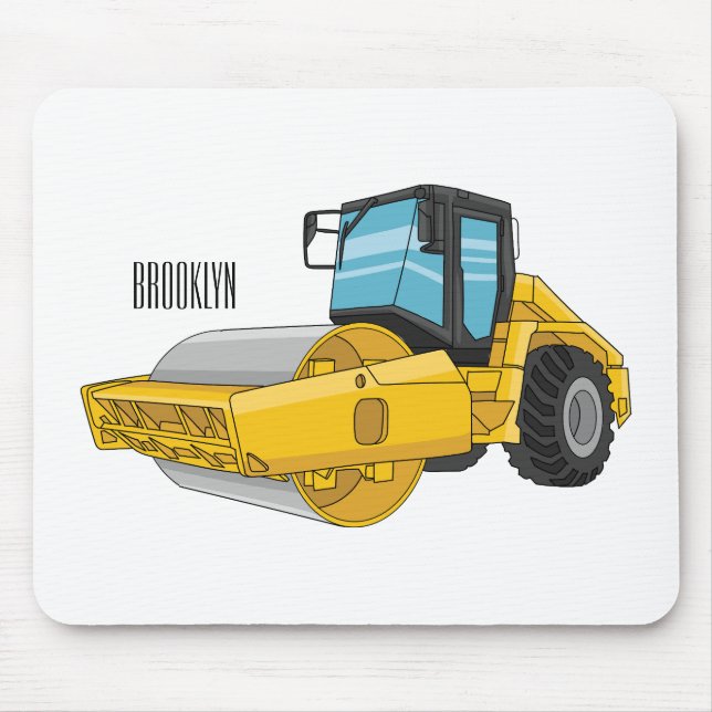 Road roller cartoon illustration mouse mat (Front)