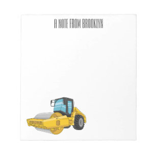 Road roller cartoon illustration notepad