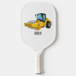 Road roller cartoon illustration pickleball paddle