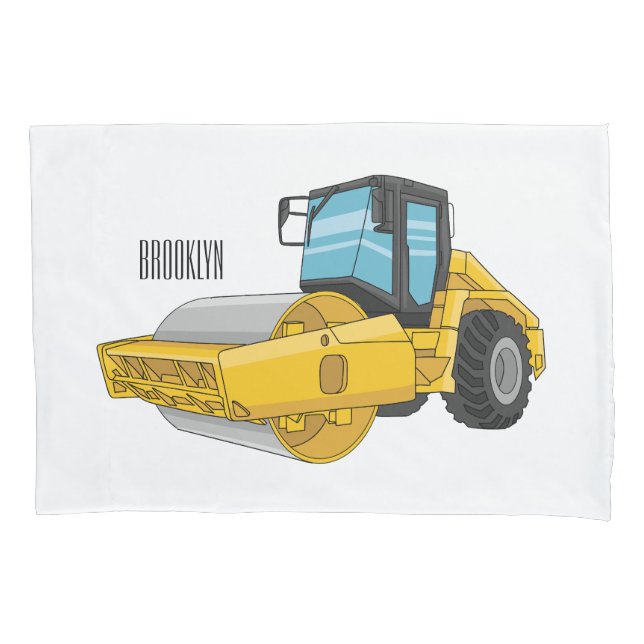Road roller cartoon illustration pillowcase (Front)