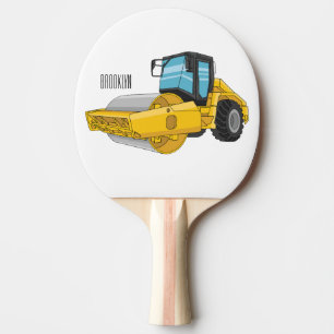 Road roller cartoon illustration ping pong paddle