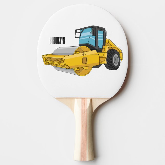 Road roller cartoon illustration ping pong paddle (Front)