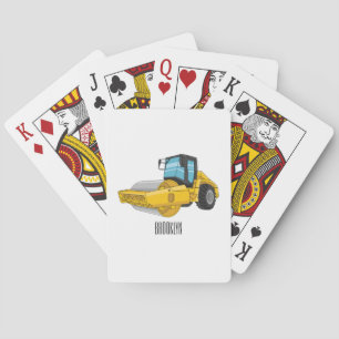 Road roller cartoon illustration playing cards