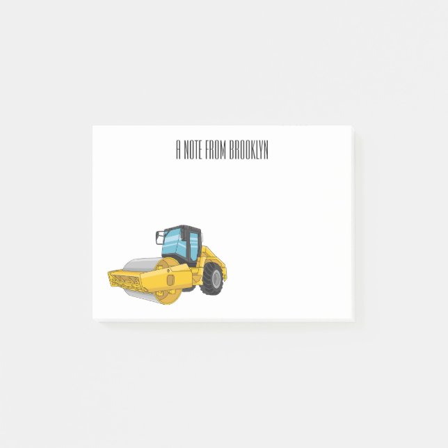 Road roller cartoon illustration post-it notes (Front)