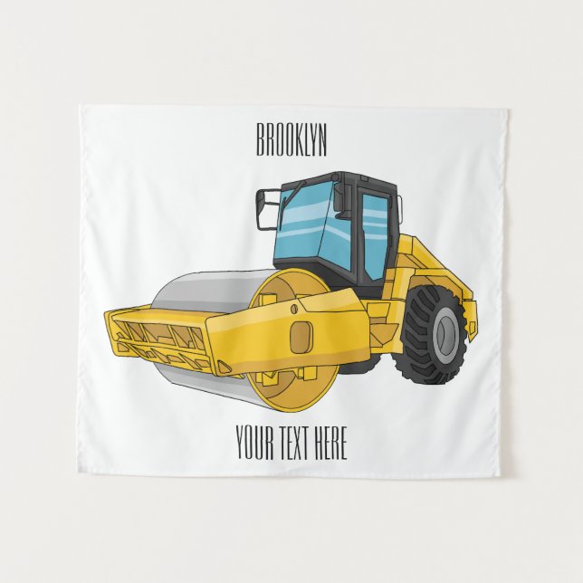 Road roller cartoon illustration tapestry (Front (Horizontal))