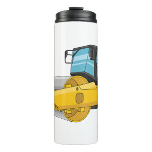 Road roller cartoon illustration thermal tumbler