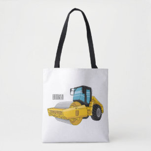Road roller cartoon illustration tote bag