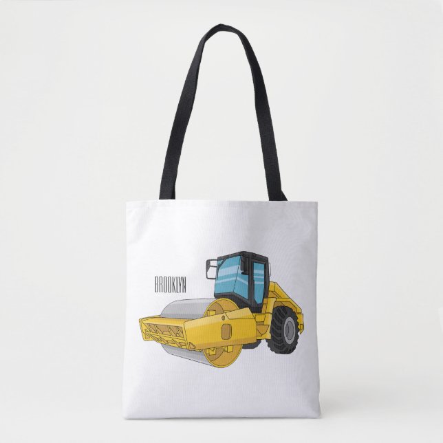 Road roller cartoon illustration tote bag (Front)