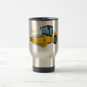 Road roller cartoon illustration travel mug