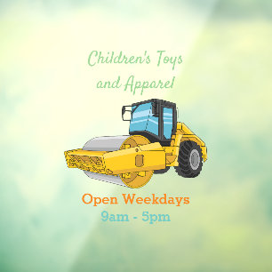 Road roller cartoon illustration window cling