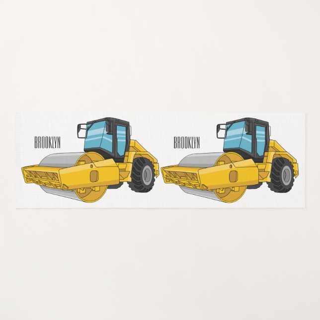Road roller cartoon illustration yoga mat (Front (Horizontal))