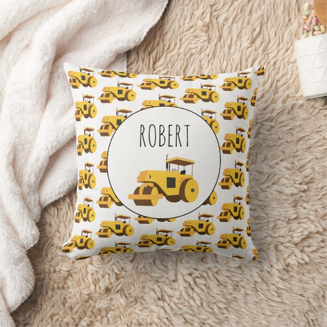 Road Roller Compactor Construction Truck Boys Name Cushion (Blanket)