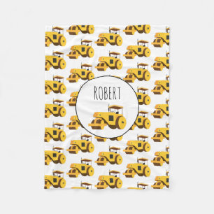 Road Roller Compactor Construction Truck Boys Name Fleece Blanket