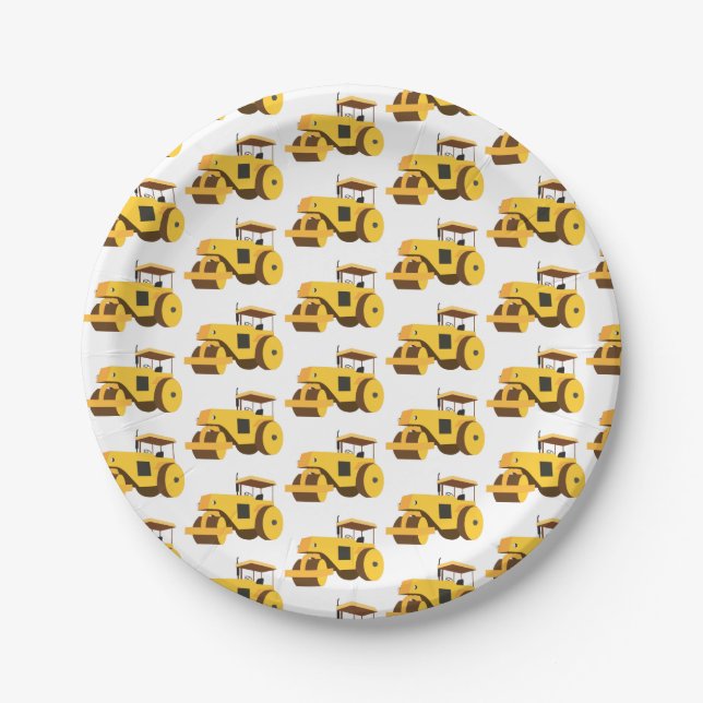 Road Roller Compactor Construction Truck Paper Plate (Front)