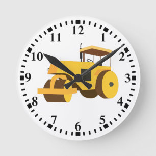 Road Roller Compactor Construction Truck Round Clock