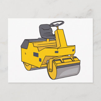 road roller postcard