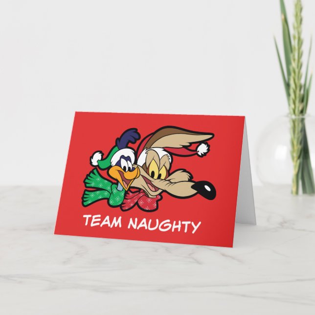 ROAD RUNNER™ & Wile E. Coyote "Team Naughty" Holiday Card (Front)